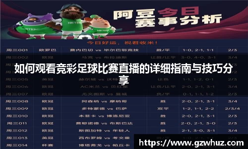 如何观看竞彩足球比赛直播的详细指南与技巧分享